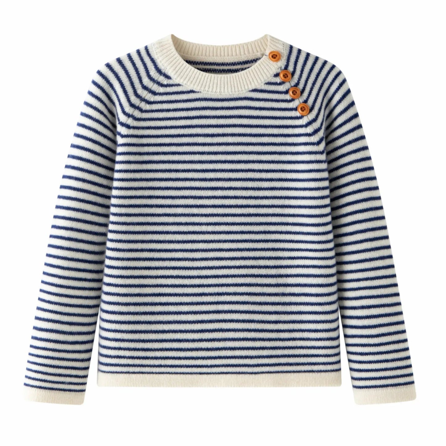Nautical Navy Blue Striped Merino Wool Jumper