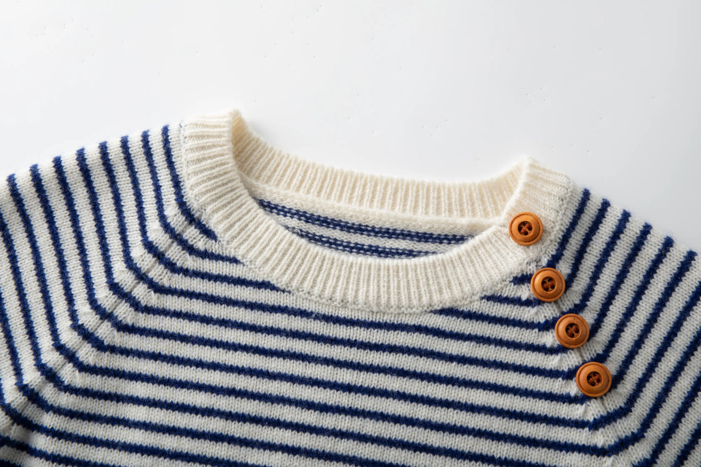 Nautical Navy Blue Striped Merino Wool Jumper