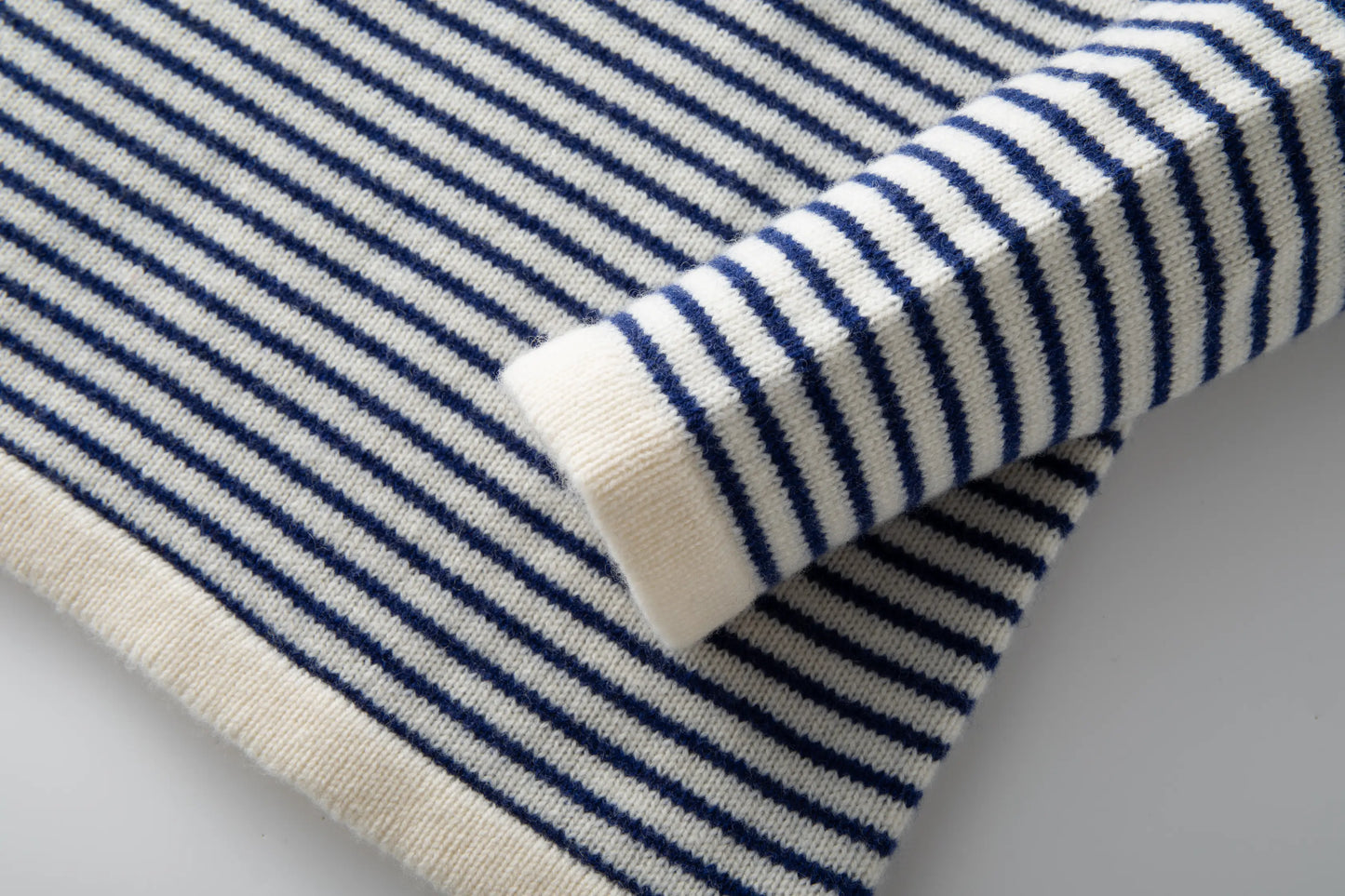 Nautical Navy Blue Striped Merino Wool Jumper