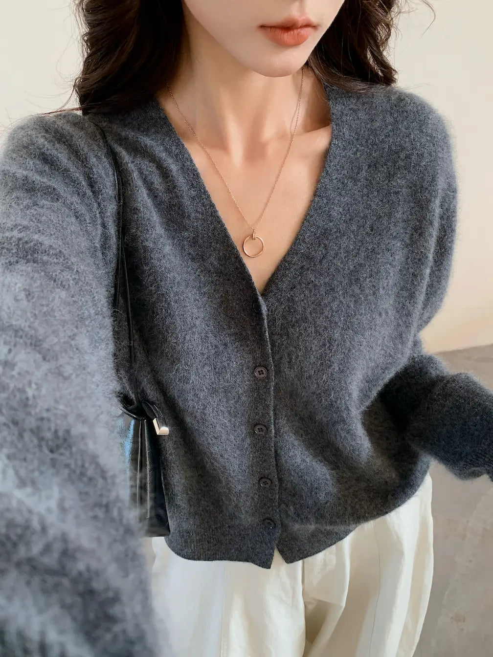 Pure Cashmere V-Neck Cardigan – Women's Soft & Lightweight Knit
