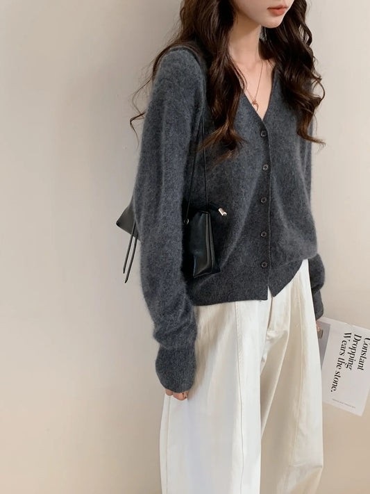 Pure Cashmere V-Neck Cardigan – Women’s Soft & Lightweight Knit Sweater