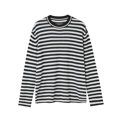 CozyU Women’s Lightweight Cashmere Triacetate Knit Top | Long Sleeve Striped Sweater for Early Fall