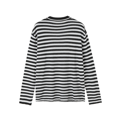 CozyU Women’s Lightweight Cashmere Triacetate Knit Top | Long Sleeve Striped Sweater for Early Fall